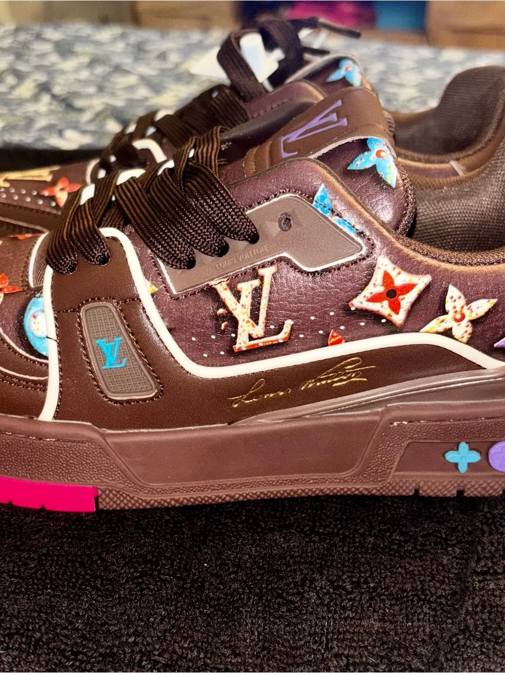 Louis Vuitton Brown Monogram Accent Sneakers